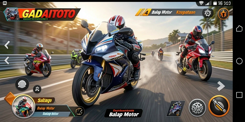 Tampilan balapan motor yang menegangkan dari GADAITOTO.