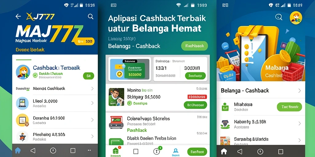 Tampilan antarmuka aplikasi MAJ777 dengan fitur Cashback yang menarik.