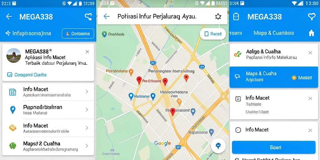 Antarmuka MEGA338 yang memberikan informasi tentang kemacetan di jalan.