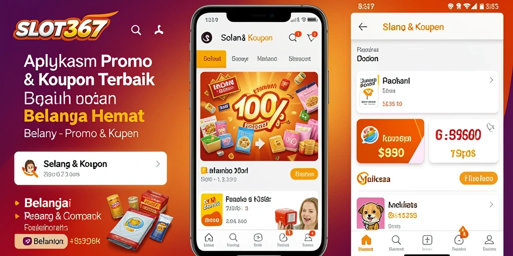 Antarmuka aplikasi SLOT367 menampilkan fitur Promo & Kupon yang menarik.